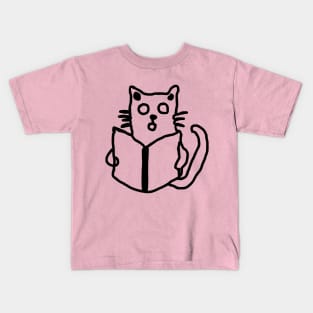 Cat reading book Kids T-Shirt